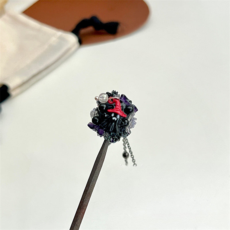Wholesale Dark Black Butterfly Ghost Tassel Clay Beads Diy Handmade Jewelry Accessories Beads